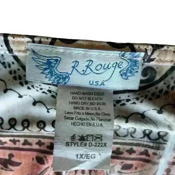 R Rouje Boho Paisley Rhinestone Dress‎ Multicolor Snake Skin Burnout Print 1X - Picture 3 of 5